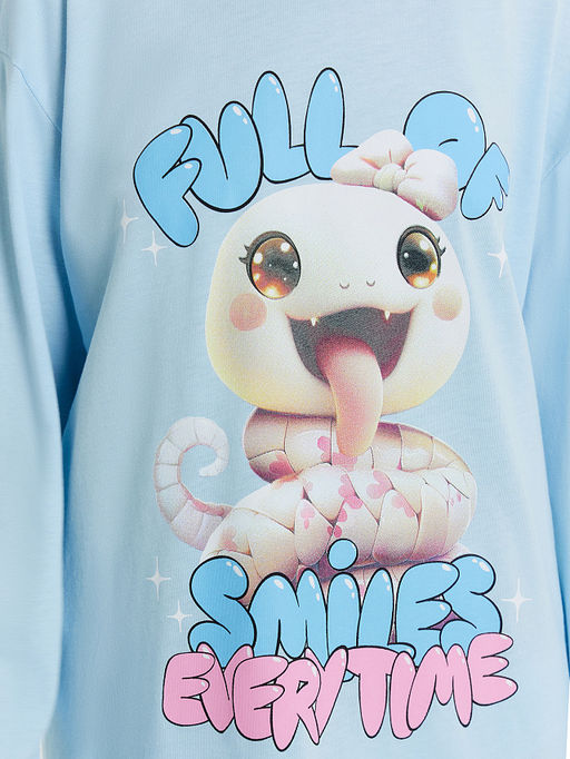 Сорочка ночная для девочек голубая со змейкой