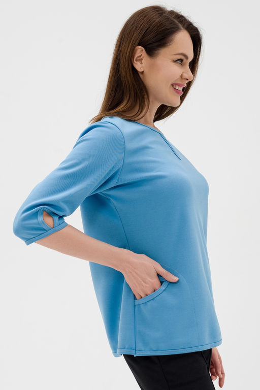 Кофта женская из коттон фита Анфиса небесный - Амадэль фото 9