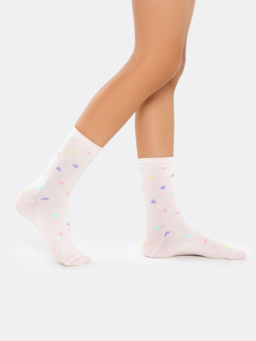 Цена за 5 пар! Высокие детские носки темно-синего цвета с сердечками и звездочками - Mark formelle фото 5