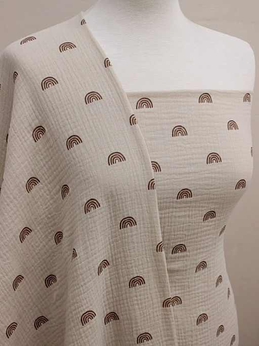 Муслин двухслойный с эф.жатости Радуга-дуга цв.бежево-молочный, СОРТ2, ш.1.43м, хлопок-100% - Купава фото 2