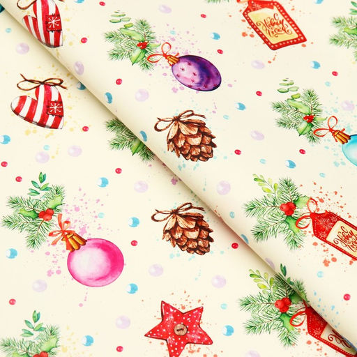 Цена за 10 шт. Бумага упаковочная новогодняя глянцевая Шарики, 50?70 см