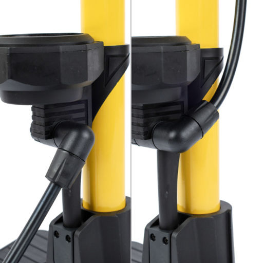 Насос напольный с манометром COMIRON VIVID, стальной цилиндр, складные ножки, съемная ручка, Presta-Schrader, 8,3 бар, вес 830гр. /уп 20 - Галеонтрейд фото 3