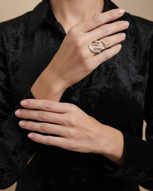 Кольцо с белым серебрением