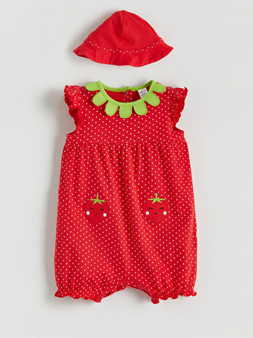 ?ilek Desenli K?z Bebek Tulum ve ?apka