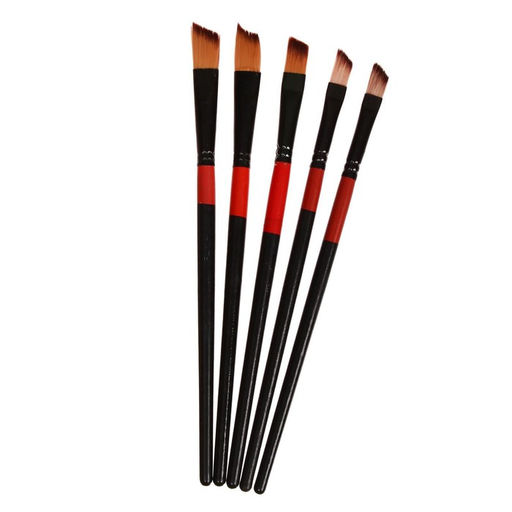 Набор кистей для рисования, нейлон, 5 штук, плоские, скошеные, международный размер