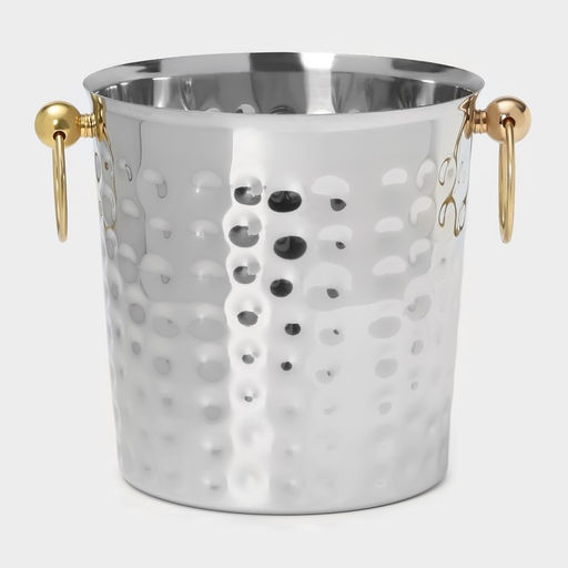 Ведро для льда «Чеканный», 5.2 л, 25×20×20.5 см, нержавеющая сталь, золотые ручки