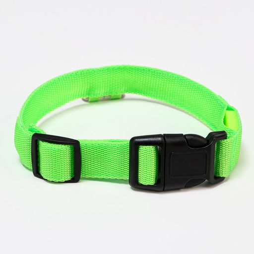 Ошейник с подсветкой, зарядка от USB, размер M, ОШ 37-46 см, 3 режима, зелёный - Пижон фото 2