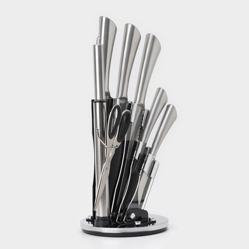 Набор кухонных принадлежностей на подставке Ardone, 7 предметов: 5 ножей, мусат и ножницы, цвет хромированный - Simaland фото 16