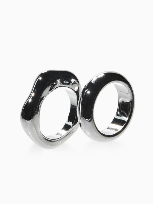 Цена за 2 шт. Кольцо пластик «Стиль», набор 2 шт. размер 17, цвет серебро