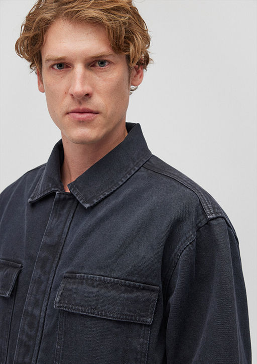 Cep Detayl? Gri Ceket - Mavi фото 6