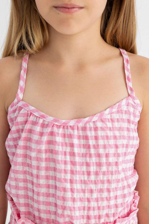 Блузка в клетку с бретелями для девочки - Defacto фото 5