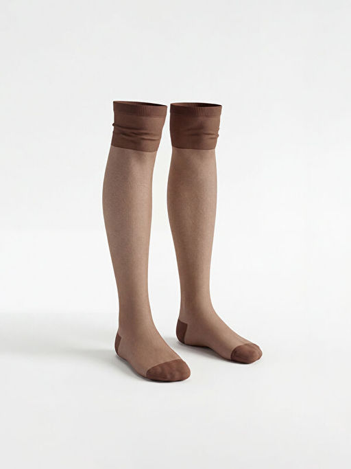 5 Denye Kad?n Diz Alt? ?orap 2li