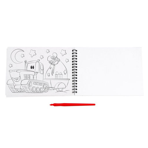 Блокнот лунная гравюра-раскраска С Новым годом Транспорт, 14.8х21 см - Школа талантов фото 5