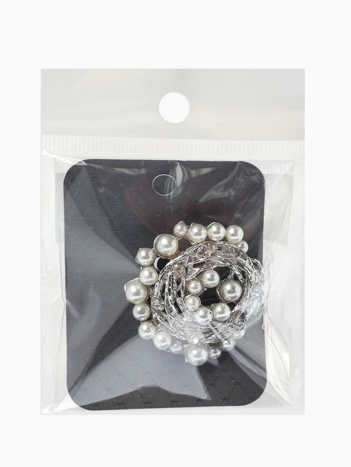 Брошь «Жемчуг», гнездо, цвет белый в серебре