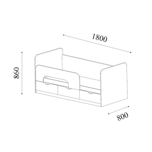 Кровать Долька с ящиками и бортом с/м 1800*800, Белая мат МДФ/Дуб вотан ЛДСП - Simaland фото 2