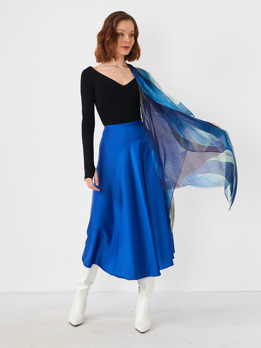 Большой, мягкий, тонкий и очень нежный двусторонний палантин с рисунком в стиле арт-дек - Tantino фото 3