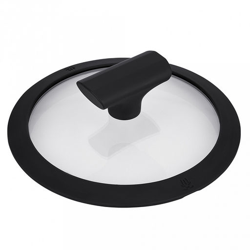 Крышка стеклянная д26см Moderno h6,5см, силиконовый обод, пароотвод, бакелитовая ручка с покрытием soft-touch, Regent (Китай)