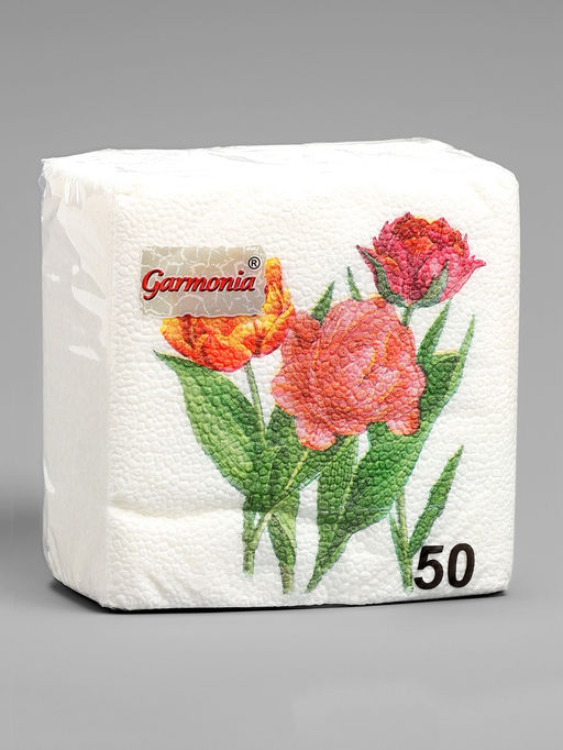 Цена за 4 шт. Салфетки бумажные «Тюльпаны», 24×24 см, 50 шт.