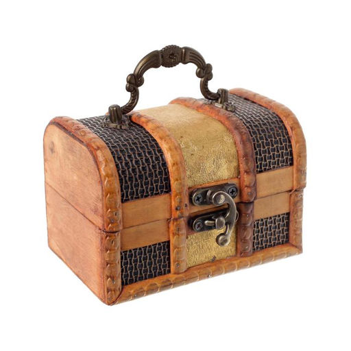 Шкатулка для украшений «Сундучок. Золотая сеть и штукатурка», дерево, 8.5×12×8.5 см