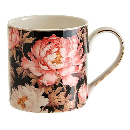 МЛ160L1 Кружка "Японский пион" (400 мл) в подарочной упаковке, черный