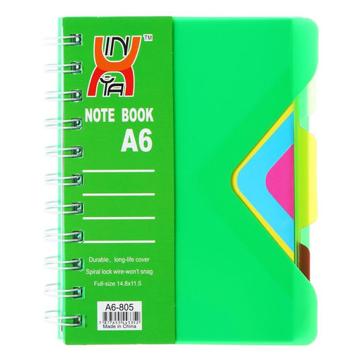 Блокнот на гребне А6, 100 листов, линия, обложка пластик, с разделителями, NEW, МИКС - Calligrata фото 4