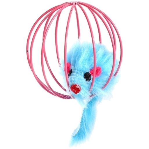 Цена за 5 шт. Игрушка - мячик для кошек "ИГРУЛИК", мышка, цвет розовый / голубой, d - 6см