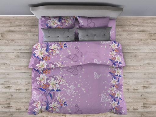 Наволочка 50*70 см, бязь Комфорт, на пуговицах (Лилии, сиреневый) - Ивановотекстиль фото 2