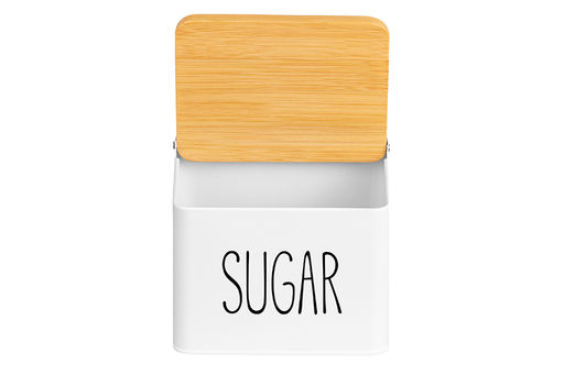 Емкость для хранения 1,5 л 14*11*11 см SUGAR с деревянной крышкой, белая - Elan gallery фото 5