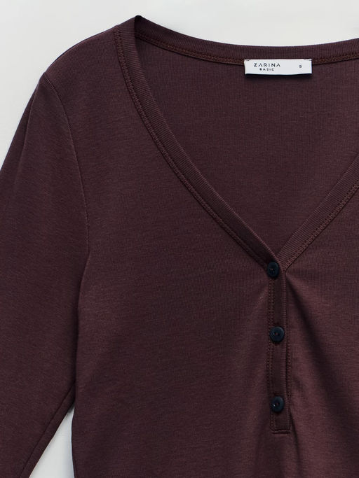 Лонгслив с застежкой на груди / Zarina  фото 9