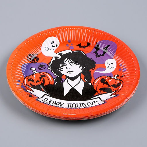 Цена за 10 шт. Тарелка одноразовая бумажная «Хэллоуин», девочка, 18 см