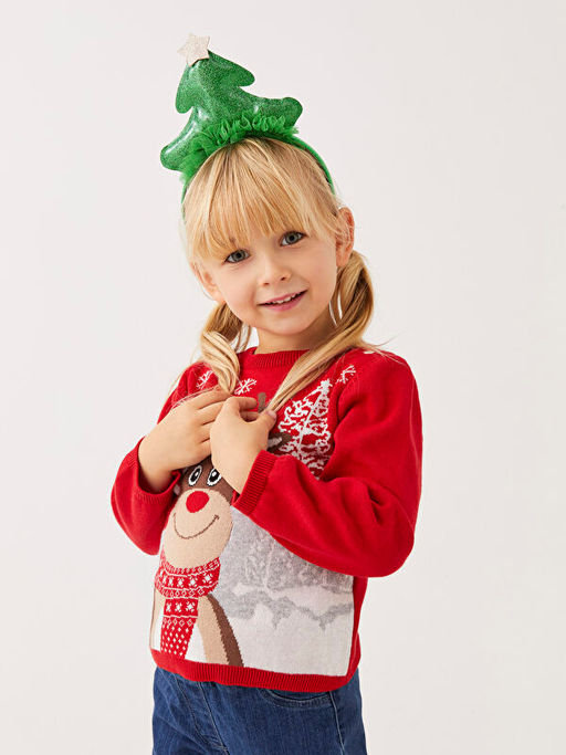 Bisiklet Yaka Uzun Kollu Y?lba?? Temal? K?z Bebek Triko Kazak - Waikiki фото 3