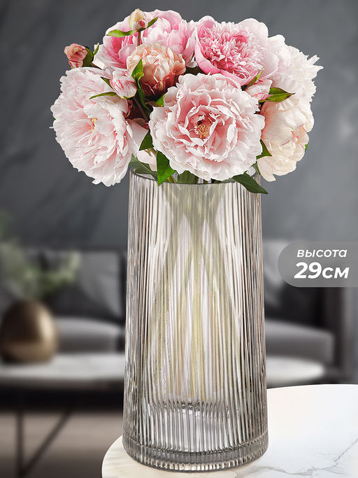 Ваза 14,5*14,5*29,5 см 4 л, серая, стекло