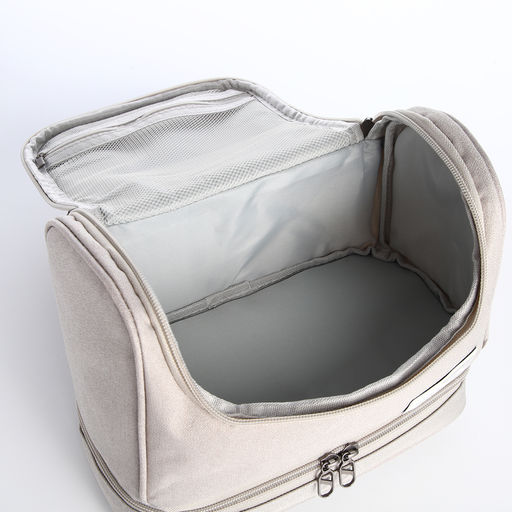 Косметичка - несессер дорожная на молнии, с ручкой, с отделами, серая - Simaland фото 3