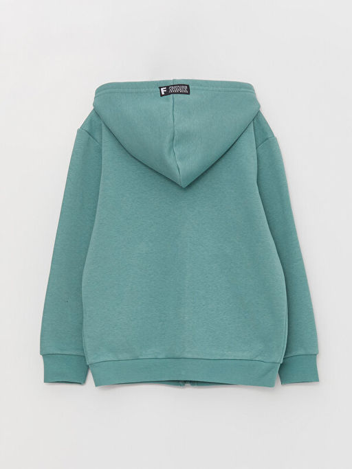 Kap??onlu Bask?l? Uzun Kollu Erkek ?ocuk Fermuarl? Sweatshirt - Waikiki фото 3