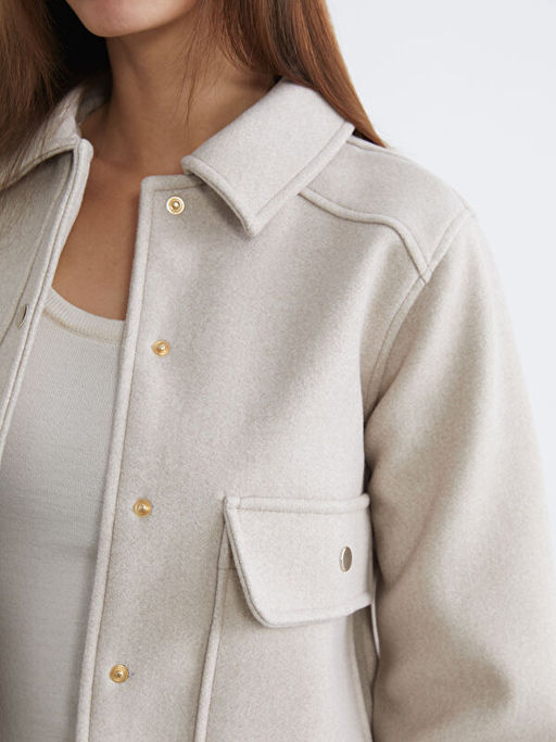 G?mlek Yaka Kad?n Ka?e Ceket