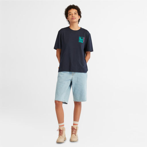 Женская футболка Timberland BACK GRAPHIC TEE темно-синяя фото 2