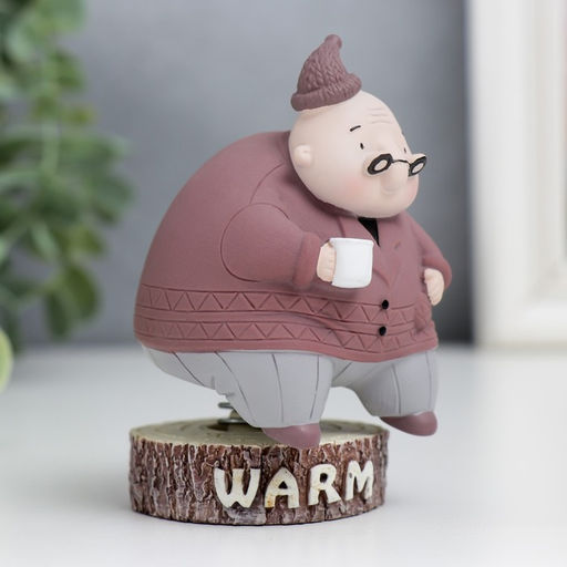 Фигурка на пружинке «Дедуля в колпаке, с кружкой», полистоун, 8.5×5.5×6 см