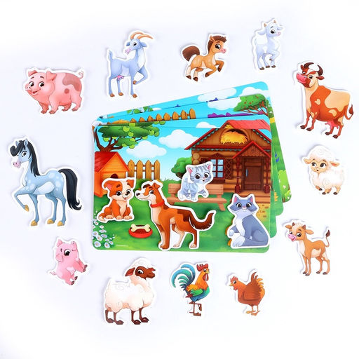 Цена за 2 шт. Развивающая игра на липучках «‎Изучаем животных. Ферма или деревня»‎