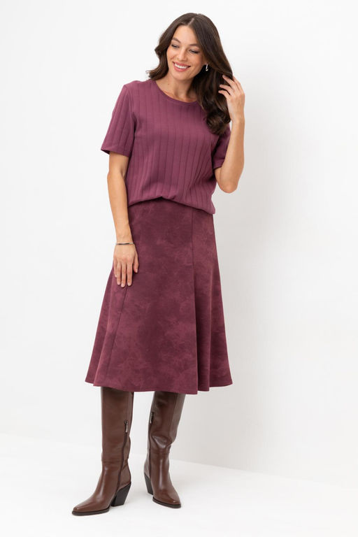 ЕВТ 7024/сливовое вино,эффект замши юбка жен