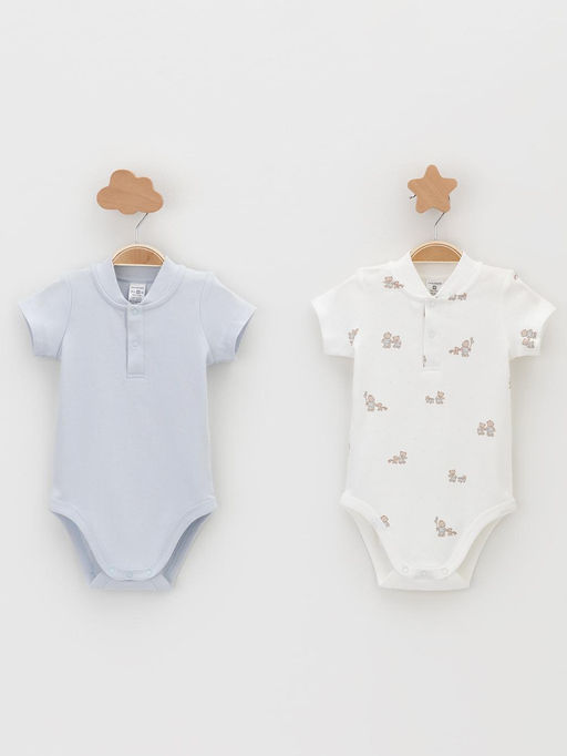 К 6543-2уп/серо-голубой 4106,молочный Н104 набор полукомбинезон (боди) яс