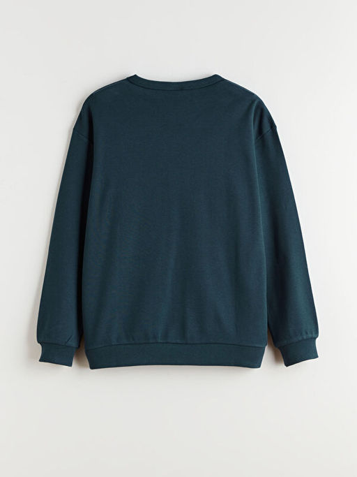 Bisiklet Yaka Bask?l? Erkek ?ocuk Sweatshirt