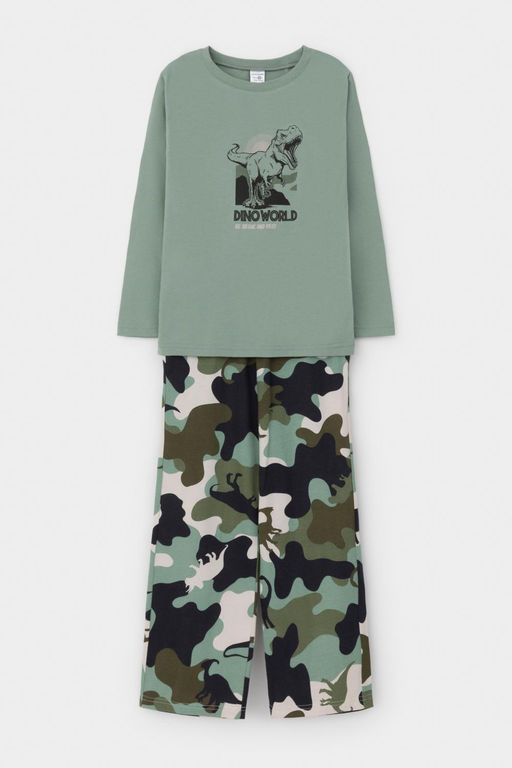 К 1600/эвкалипт,камуфляж с динозаврами пижама для мал