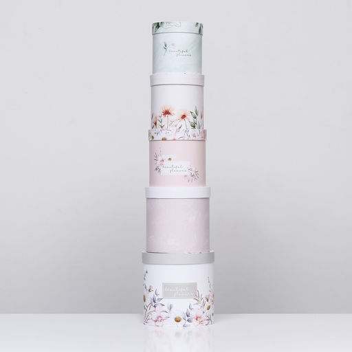 Набор шляпных подарочных коробок 5 в 1 Цветочный, 20?20?20?14?14?14 см