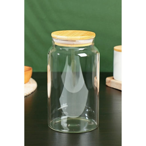 Банка для сыпучих «Эко», 1 л, 10×18 см, с бамбуковой крышкой, стекло