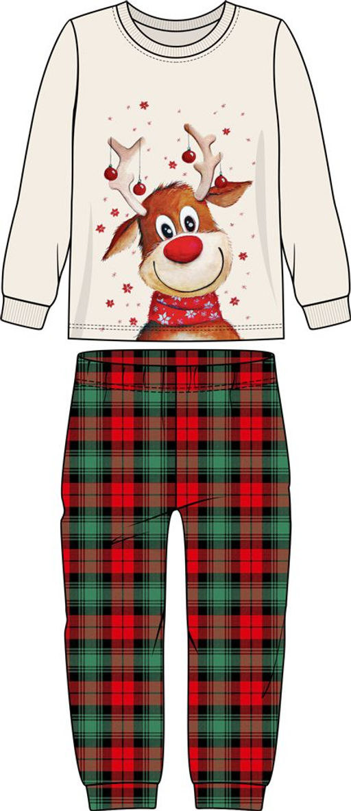 Пижама детская (джемпер+брюки) 91258 молочный/зеленая клетка 750 Be Friends  фото 3