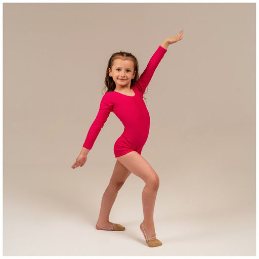 Купальник гимнастический Grace Dance, с шортами, с длинным рукавом, р. 30, цвет малина  фото 3