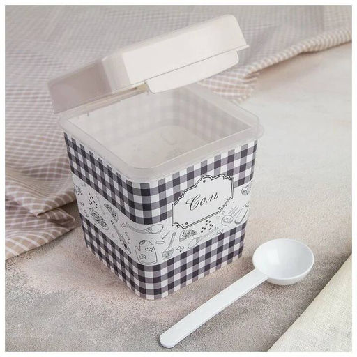 Цена за 2 шт. Ёмкость "Плетёнка" (соль) 1,2л. с ложкой М4832