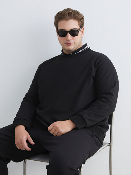 Bisiklet Yaka Erkek Kal?n Sweatshirt