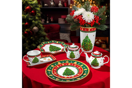 Чайн. пара 2 пр. 250 мл 11,5*9*7,5 см Новогодняя елка зеленый узор NEW BONE CHINA - Elan gallery фото 15