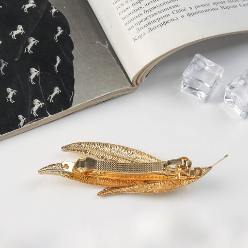 Цена за 2 шт. Заколка - автомат для волос «Либерти», узкие листочки, 11 см, золото